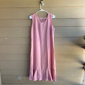 Linen Midi Sundress - Size L - Summer Vacation Lightweight Resortwear